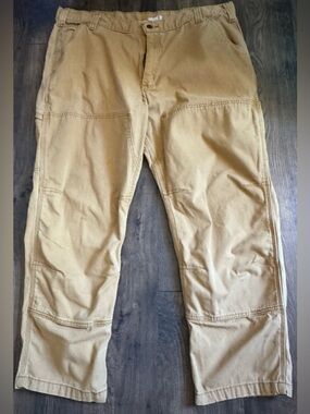Carhartt Relaxed Fit Double Knee Pants 42x30 Tan Workwear Utility Canvas